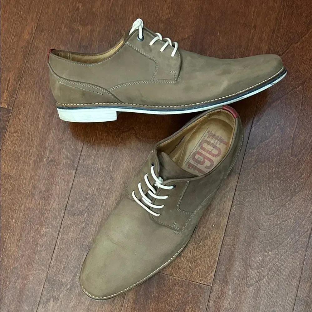 1901 Men's Brown Leather Lace Up Oxfords, Size 12